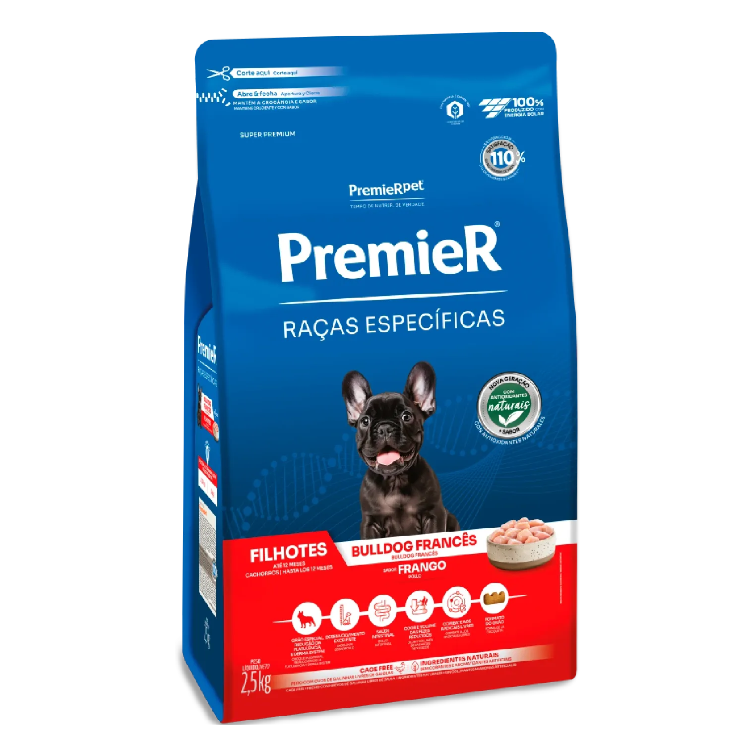 Racao Premier Racas Especificas Bulldog Frances Filhotes Frango 2.5kg lateral